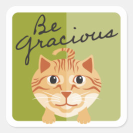 Adesivo Quadrado Seja Gracioso Gatinho Laranja Gato De Gato Verde