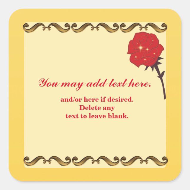 Adesivo Quadrado Seja o nosso Rosa vermelha de convidado (Frente)