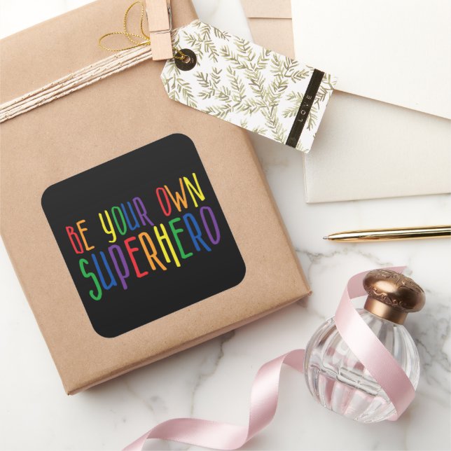 Adesivo Quadrado Seja seu super-herói, citação inspiradora (Presentear)