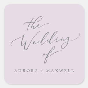 Adesivo Quadrado Selagens de Envelope de Casamento de Lavanda Delic