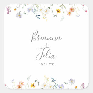 Adesivo Quadrado Selagens de Envelope Floral Multicolor Selvagens