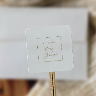 Adesivo Quadrado Selagens de envelopes de Chá de fraldas Dourado mi