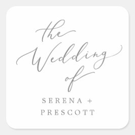 Adesivo Quadrado Selas de Envelope de Caligrafia de Prata Delicada