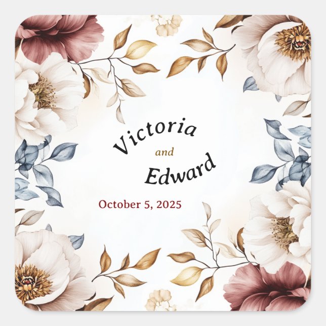 Adesivo Quadrado Selas de Envelope de Casamento Luxe-Vitoriano (Frente)