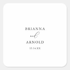 Adesivo Quadrado Selas de Envelope de Casamento Minimalista Clássic