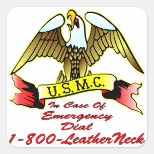 Adesivo Quadrado Seletor 1-800-LeatherNeck do USMC em caso de