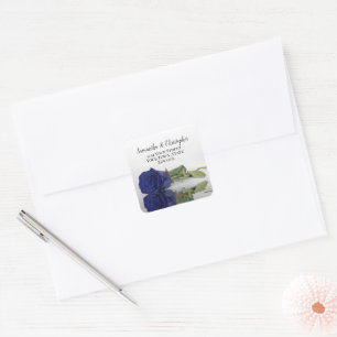 Adesivo Quadrado Seletor de Envelope de Rosa Azul do Marinho Real