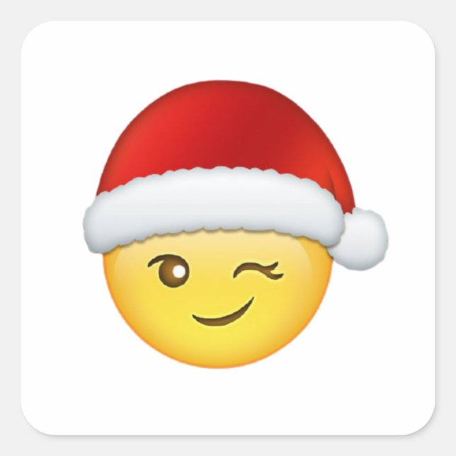 Adesivo Quadrado seletor de natal Emoji feliz (Frente)