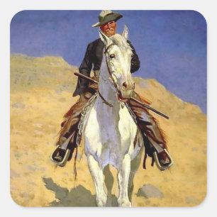Adesivo Quadrado “Self Portrait on a Horse” by Frederic Remington
