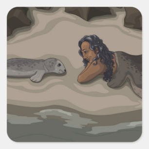 Adesivo Quadrado Selkie e Pup Sticker