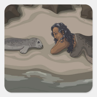 Adesivo Quadrado Selkie e Pup Sticker
