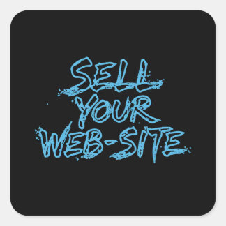 Adesivo Quadrado Sell Your Website Blue Distressed Typography