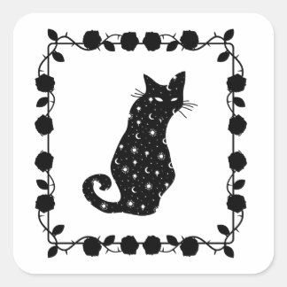Adesivo Quadrado Sellow Cat Halloween Sticker