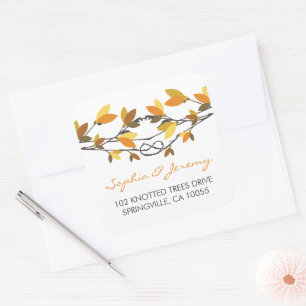 Adesivo Quadrado Selo atado do envelope do casamento do outono das
