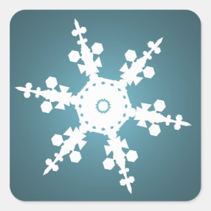 Adesivo Quadrado selo azul do floco de neve