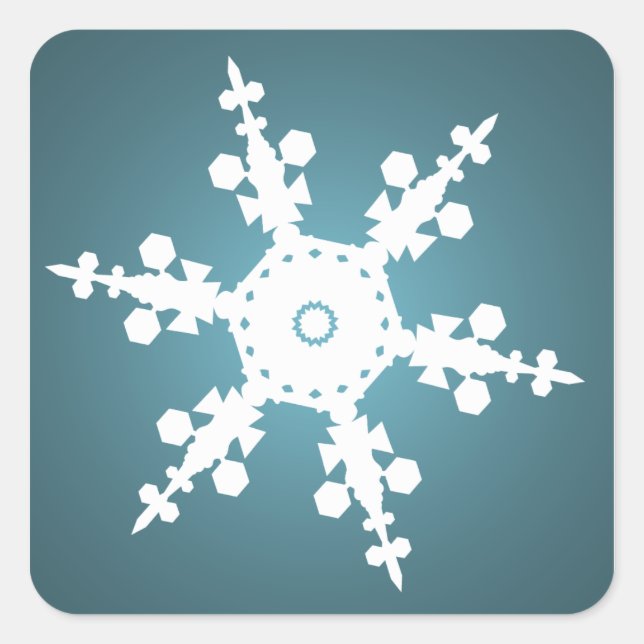 Adesivo Quadrado selo azul do floco de neve (Frente)