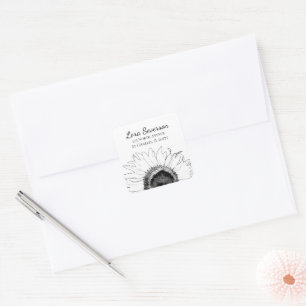 Adesivo Quadrado Selo branco preto do envelope do endereço do
