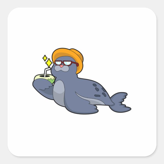 Adesivo Quadrado Selo com coco (Frente)