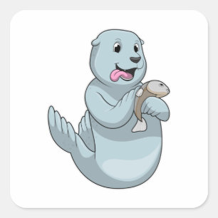 Adesivo Quadrado Selo com Peixe