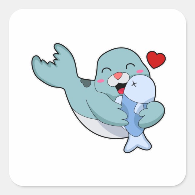 Adesivo Quadrado Selo com Peixe (Frente)