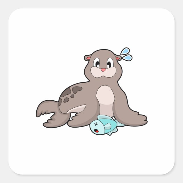 Adesivo Quadrado Selo com Peixe (Frente)