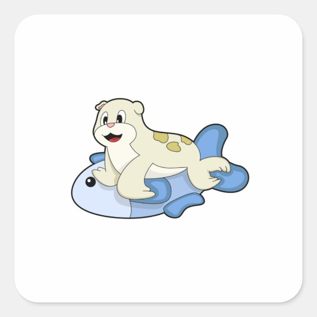 Adesivo Quadrado Selo com Peixe (Frente)