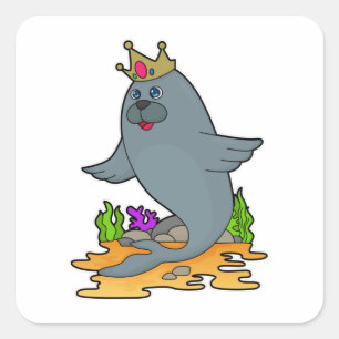 Adesivo Quadrado Selo como rei com coroa