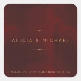 Adesivo Quadrado Selo de casamento do ouro de veludo de luxo formal