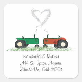Adesivo Quadrado Selo de Envelope de Casamento de fazenda
