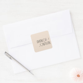 Adesivo Quadrado Selo de Envelope de Casamento Pastel Minimalista M