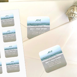 Adesivo Quadrado Selo de Envelope de Endereço de Retorno de Monogra