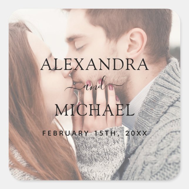 Adesivo Quadrado Selo de Envelope de Foto Transparente Elegante (Frente)