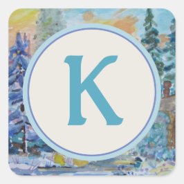 Adesivo Quadrado Selo de Envelope na moda Monograma