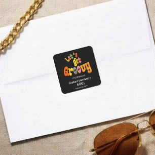 Adesivo Quadrado Selo de Envelope para Festa de 60 Anos Let's Get G