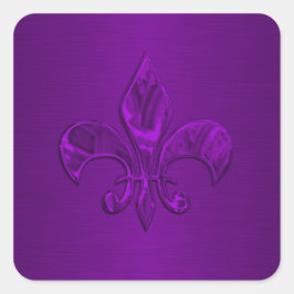 Adesivo Quadrado Selo de Envelope Purple Fleur de Lis