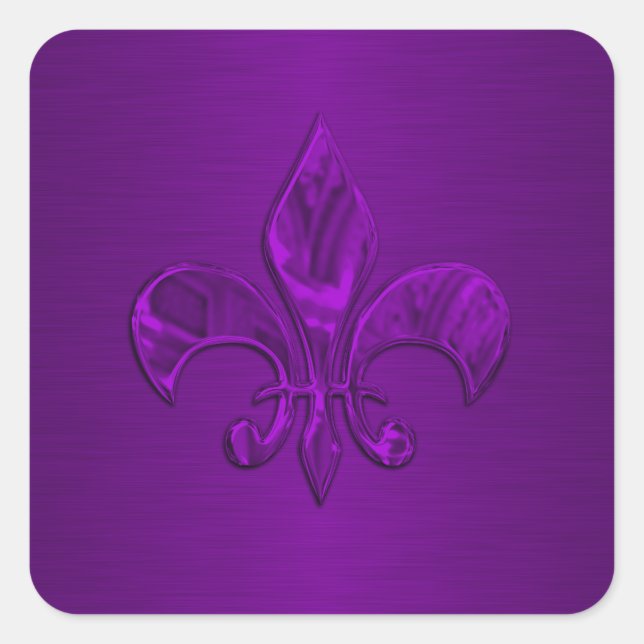 Adesivo Quadrado Selo de Envelope Purple Fleur de Lis (Frente)