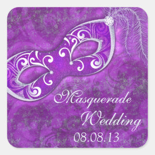 Adesivo Quadrado Selo do envelope do casamento do carnaval da bola