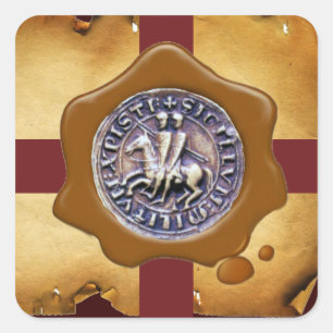 Adesivo Quadrado SELO DO MODELO KNIGHTS, Cera castanha, Pergaminho