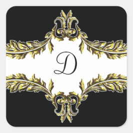 Adesivo Quadrado selo dourado monograma