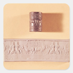 Adesivo Quadrado Selo e impressão do cilindro de Akkadian