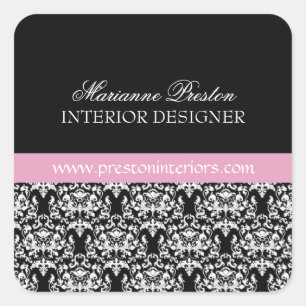 Adesivo Quadrado Selo elegante do damasco