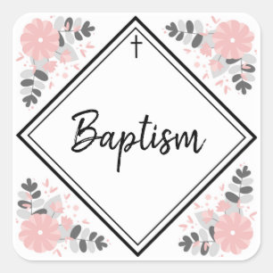 Adesivo Quadrado Selo/etiqueta do envelope do baptismo do bebé