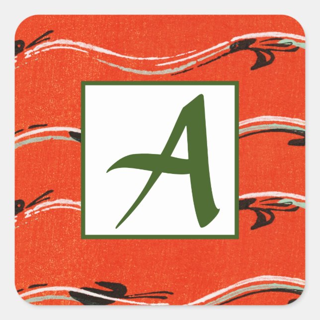 ADESIVO QUADRADO SELO INICIAL DE ENVELOPE VERMELHO PERSONALIZADO (Frente)