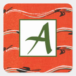 ADESIVO QUADRADO SELO INICIAL DE ENVELOPE VERMELHO PERSONALIZADO