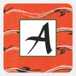 ADESIVO QUADRADO SELO INICIAL DE ENVELOPE VERMELHO PERSONALIZADO