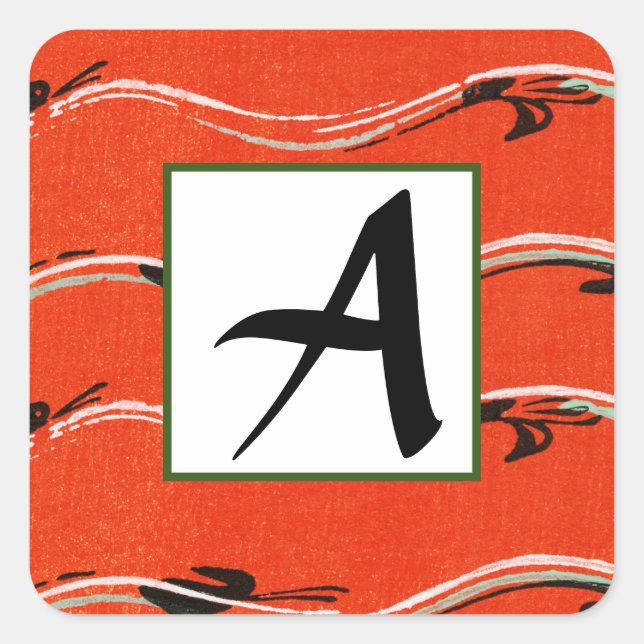 ADESIVO QUADRADO SELO INICIAL DE ENVELOPE VERMELHO PERSONALIZADO (Frente)