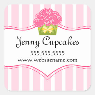 Adesivo Quadrado Selo lunático da caixa da padaria do cupcake