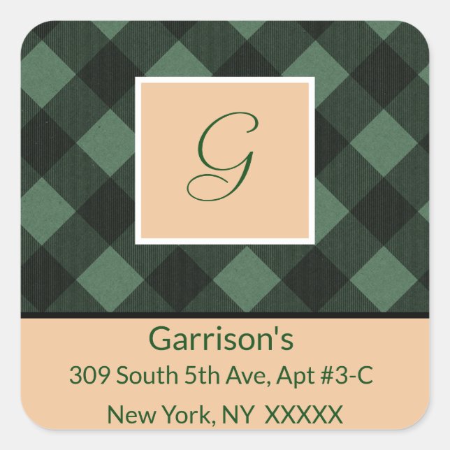 Adesivo Quadrado Selo quadrado quadrado do endereço de devolução do (Frente)