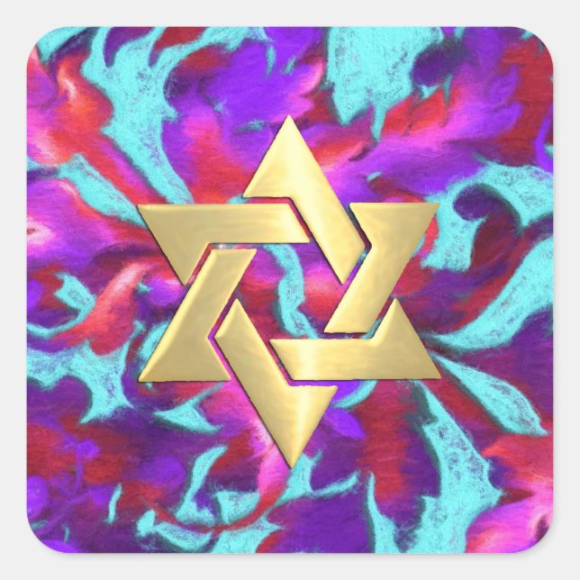 Adesivo Quadrado Selo Turquesa Vermelho Roxo - Grito (Frente)