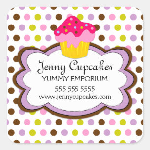 Adesivo Quadrado Selos da caixa da padaria do cupcake